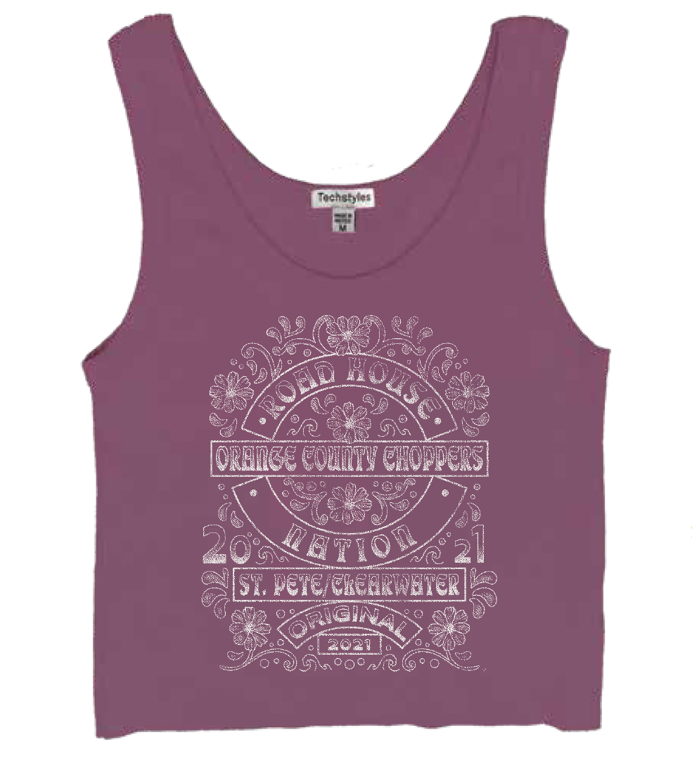 TechStyles- Tattoo You Crop Ribbed Tank, Sparkling Grape