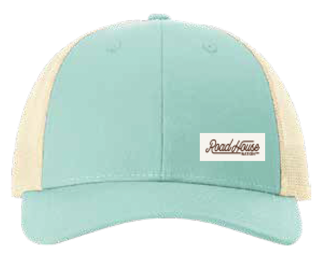 OCCRHN- Trucker Hat, Elysium Woven Label, Aqua/ Oatmeal
