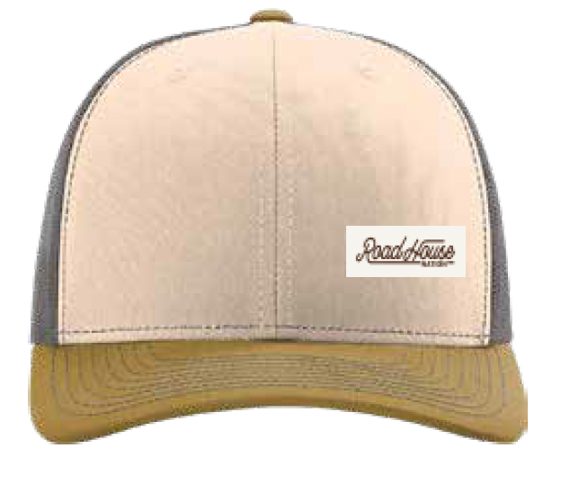 OCCRHN- Trucker Hat, Elysium Woven Label, Charcoal/ Salted Caramel/ Oatmeal