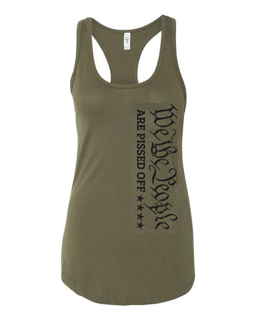 BMC- We The People, Are Pissed Off Ladies Tank, Military Green
