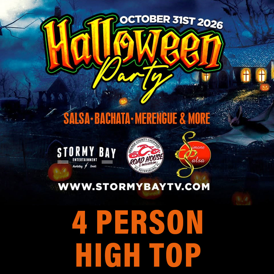 Halloween Latin Salsa Dance Party 10/31/26 - Side Stage 4 Person Table