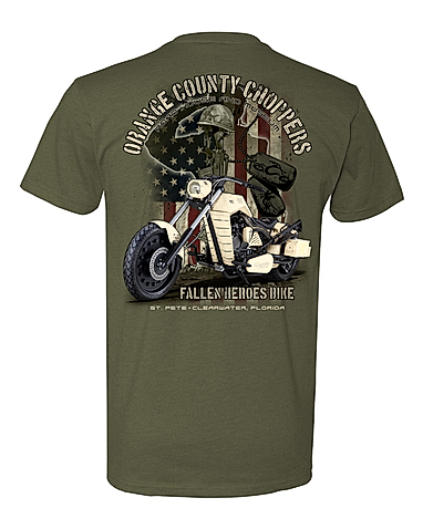 OCCRH- Fallen Heroes Bike T-Shirt, Military Green