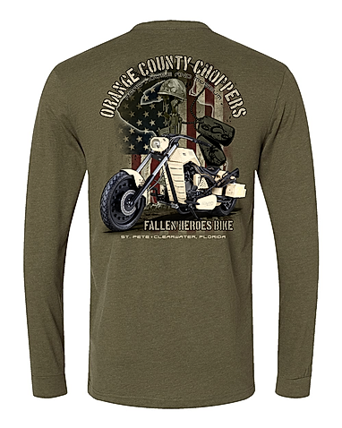 OCCRH- Fallen Heroes Bike Long Sleeve T-Shirt, Military Green