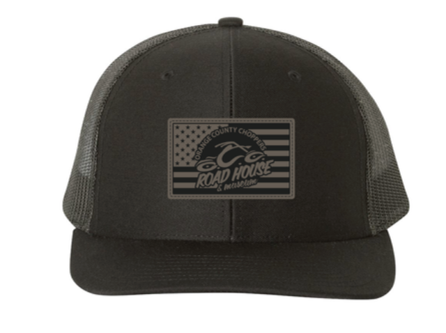 OCCRH- Logo Flag Leather Patch Trucker Hat