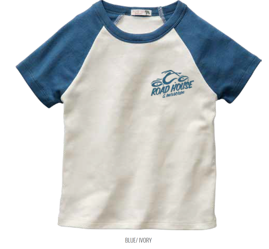 TechStyles- Half Logo Baseball Tee, Blue/ Ivory – OCC Road House Nation
