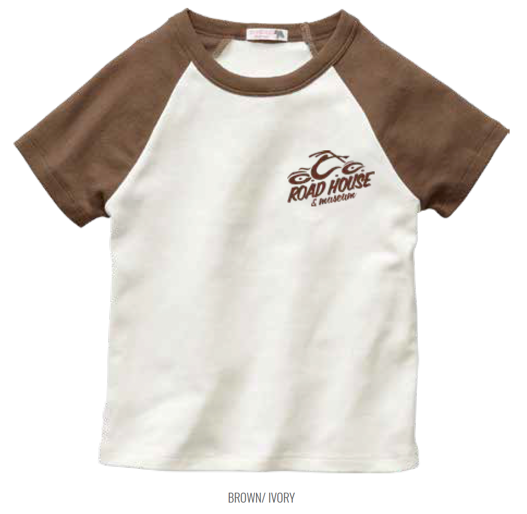 TechStyles- Half Logo Baseball Tee, Brown/ Ivory