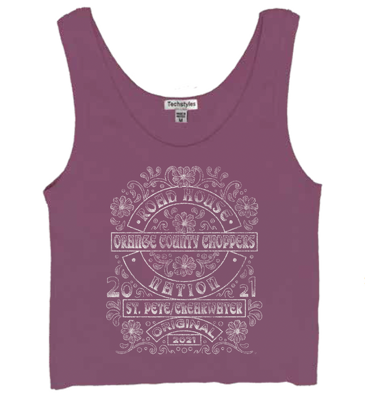 TechStyles- Tattoo You Crop Ribbed Tank, Sparkling Grape
