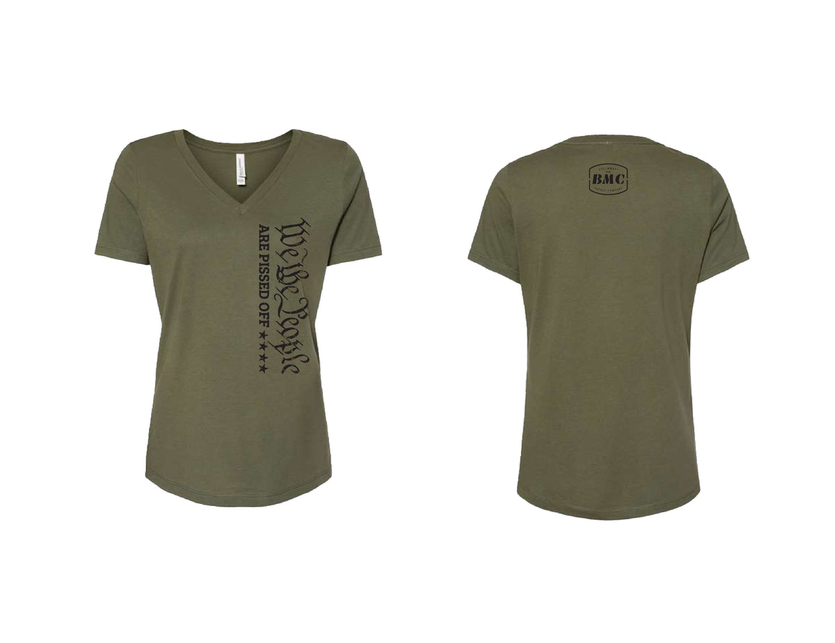BMC- We The People, Are Pissed Off V-Neck, Military Green