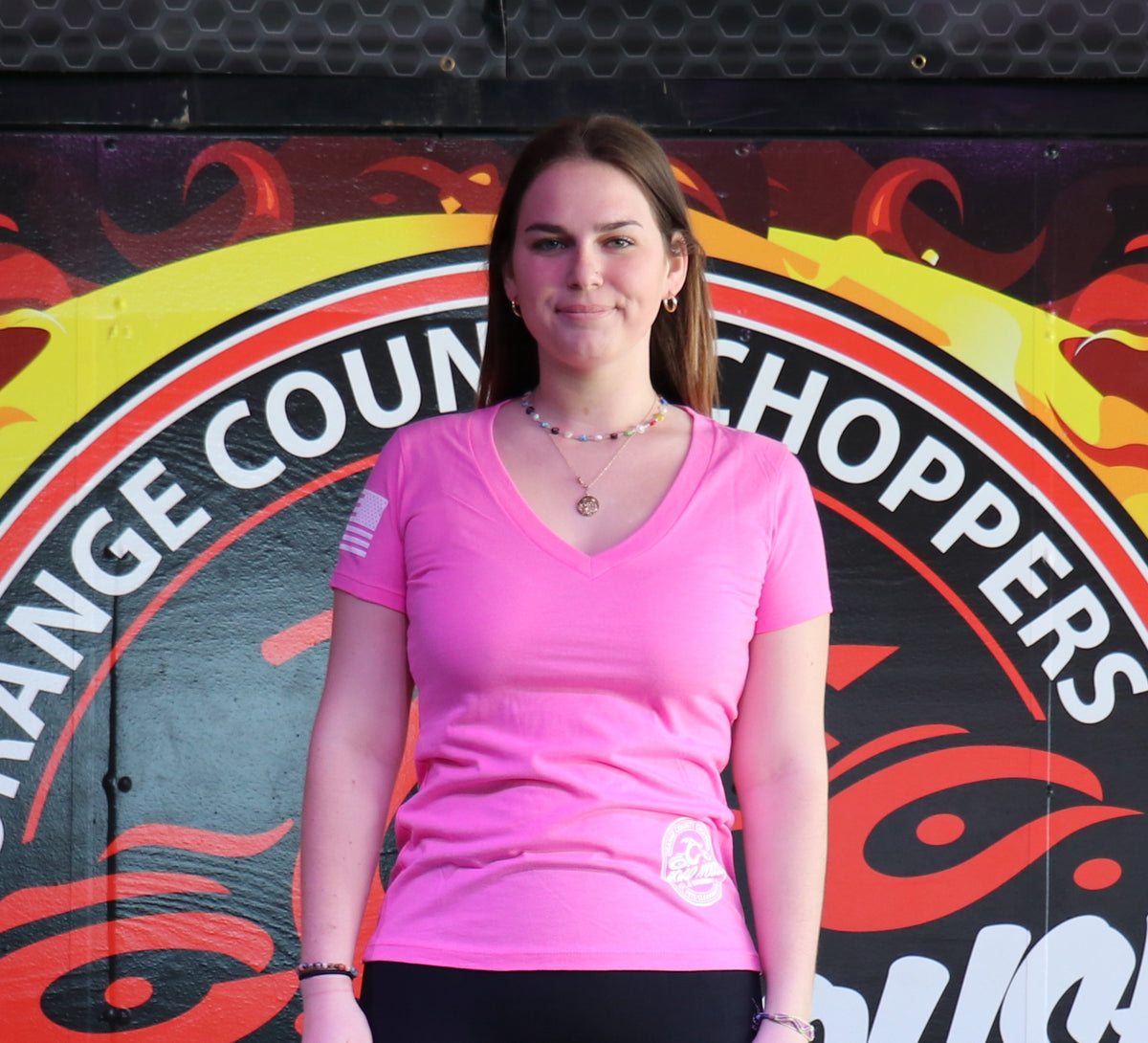 OCCRH- Ladies Pink Logo V-Neck
