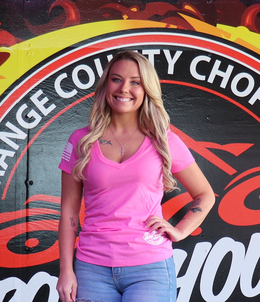 OCCRH- Ladies Pink Logo V-Neck